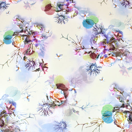 3 Metre Luxury Gold Foil Floral Sateen ‘Hypnose' - 55" Wide Ivory - Pound A Metre