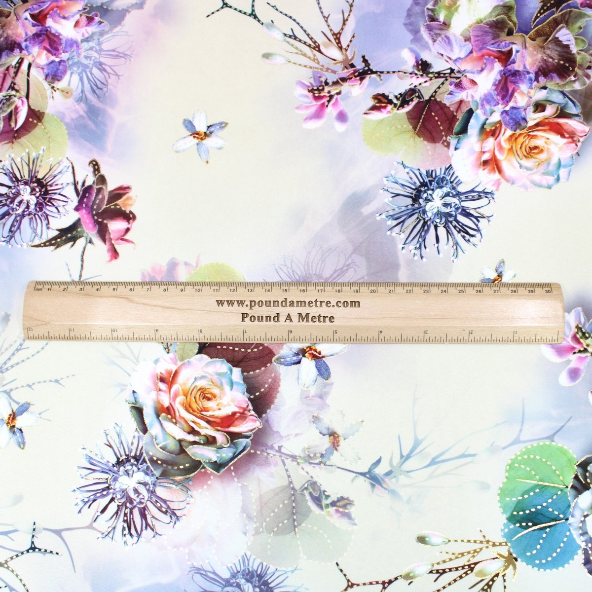 3 Metre Luxury Gold Foil Floral Sateen ‘Hypnose' - 55" Wide Ivory - Pound A Metre
