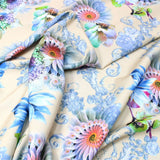 Pound A Metre 3 Metre 3 Metre Luxury Gold Foil Floral Sateen ‘Illusion’ - 55" Wide Cream