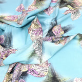 Pound A Metre 3 Metre 3 Metre Luxury Gold Foil Floral Sateen ‘Nature’ - 55" Wide Sky Blue