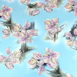 Pound A Metre 3 Metre 3 Metre Luxury Gold Foil Floral Sateen ‘Nature’ - 55" Wide Sky Blue