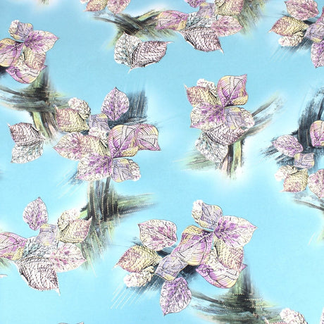 Pound A Metre 3 Metre 3 Metre Luxury Gold Foil Floral Sateen ‘Nature’ - 55" Wide Sky Blue