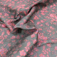 3 Metre Luxury Metallic Floral Brocade - 55” Wide Black & Red - Pound A Metre