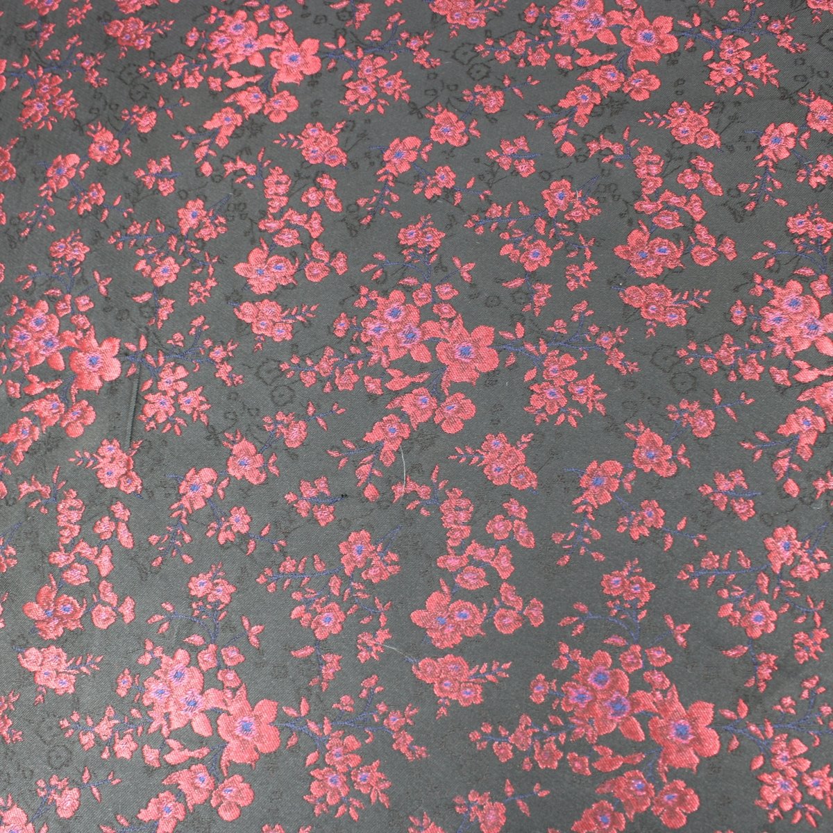 3 Metre Luxury Metallic Floral Brocade - 55” Wide Black & Red - Pound A Metre