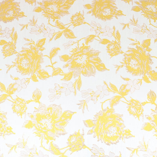 3 Metre Luxury Metallic Floral Brocade - 55” Wide Yellow - Pound A Metre