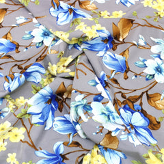 3 Metre Natural Drape Soft-Touch Floral American Crepe 55" Wide - Grey - Pound A Metre