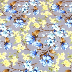 3 Metre Natural Drape Soft-Touch Floral American Crepe 55" Wide - Grey - Pound A Metre