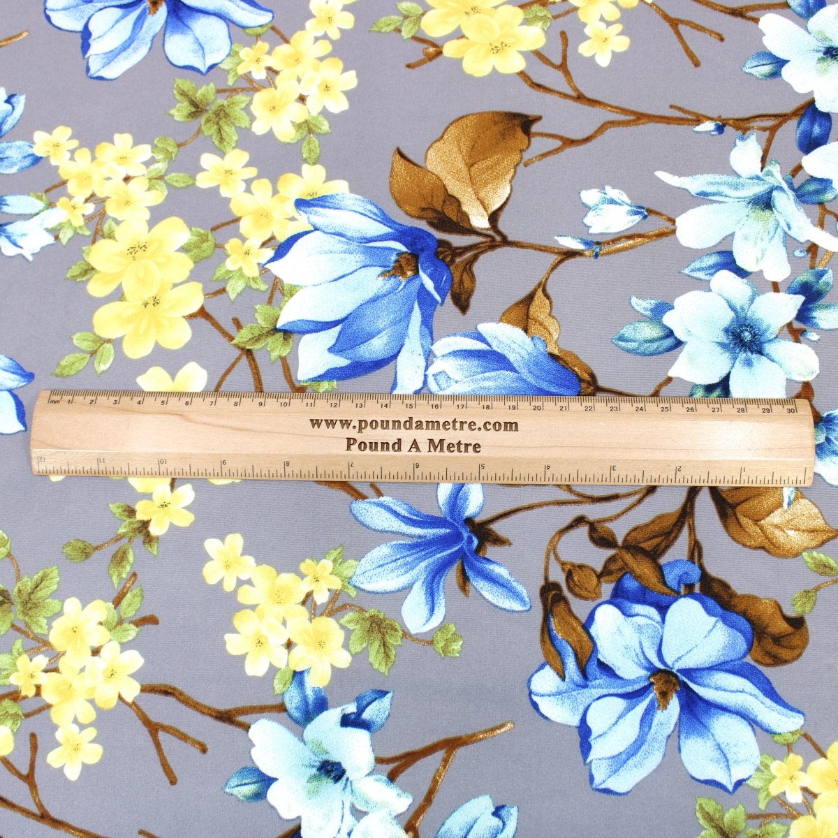 3 Metre Natural Drape Soft-Touch Floral American Crepe 55" Wide - Grey - Pound A Metre