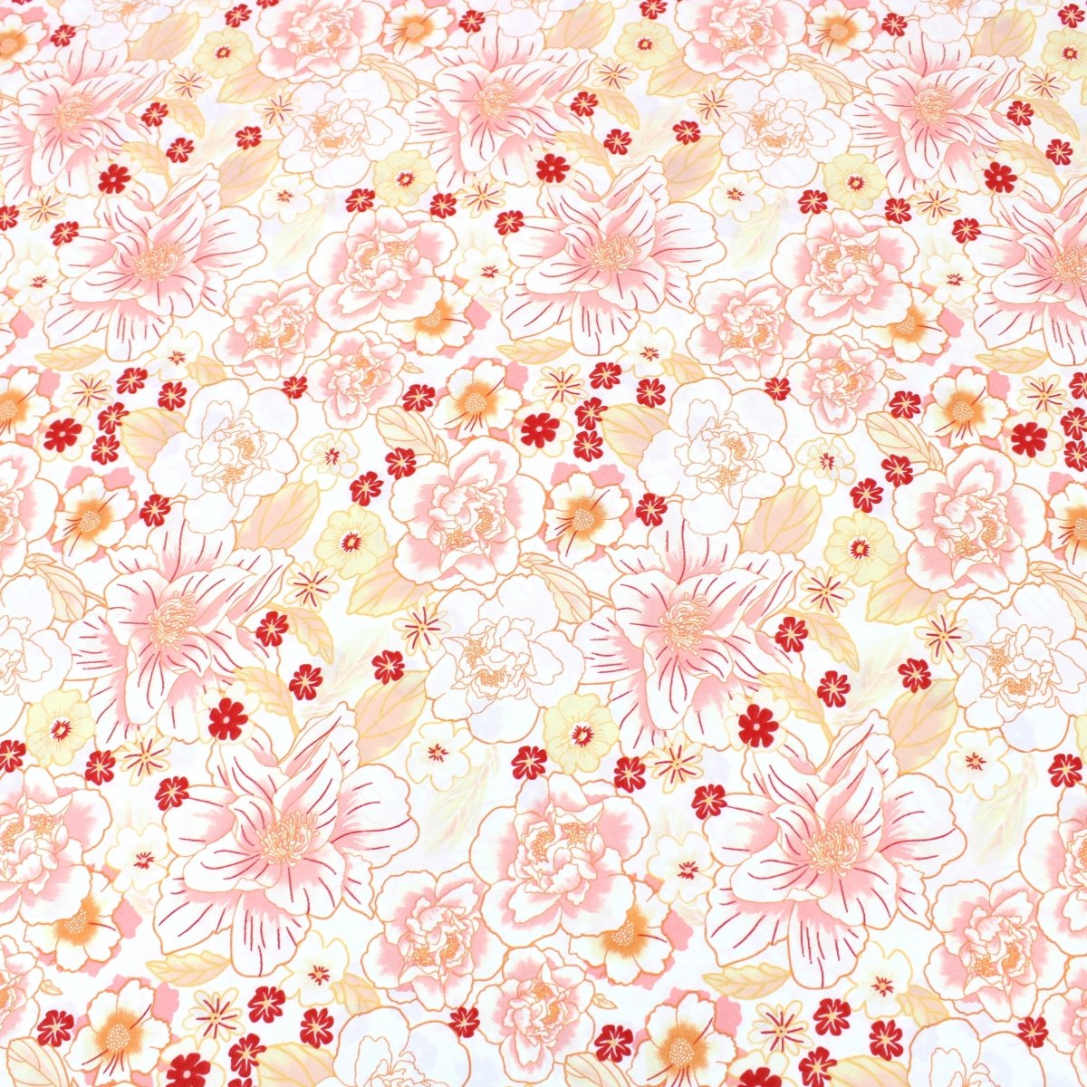 3 Metre Natural Drape Soft-Touch Floral American Crepe 55" Wide - Hawaii Orange - Pound A Metre