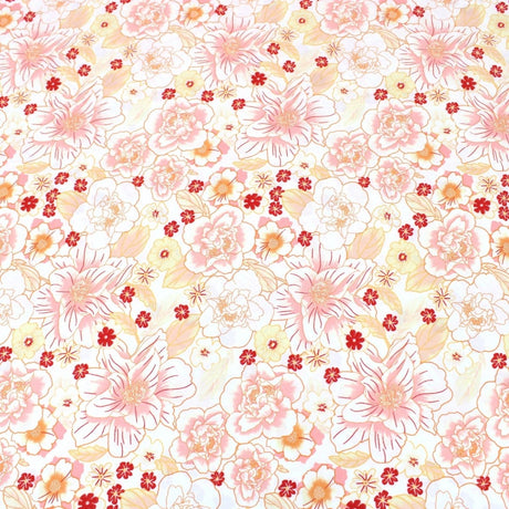 Pound A Metre 3 Metres 3 Metre Natural Drape Soft-Touch Floral American Crepe 55" Wide  -  Hawaii Orange