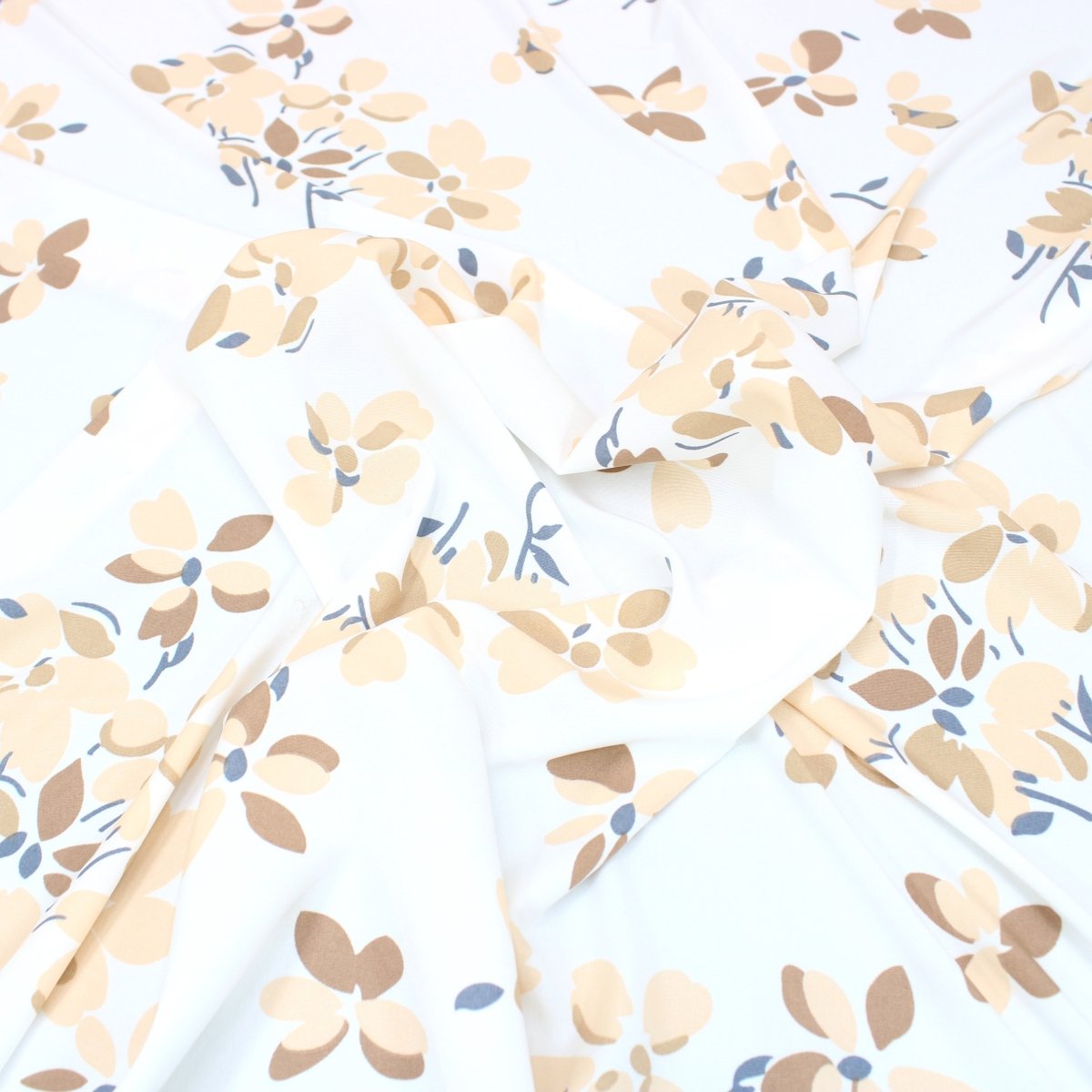 3 Metre Natural Drape Soft-Touch Floral American Crepe 55" Wide - Ivory Peach - Pound A Metre