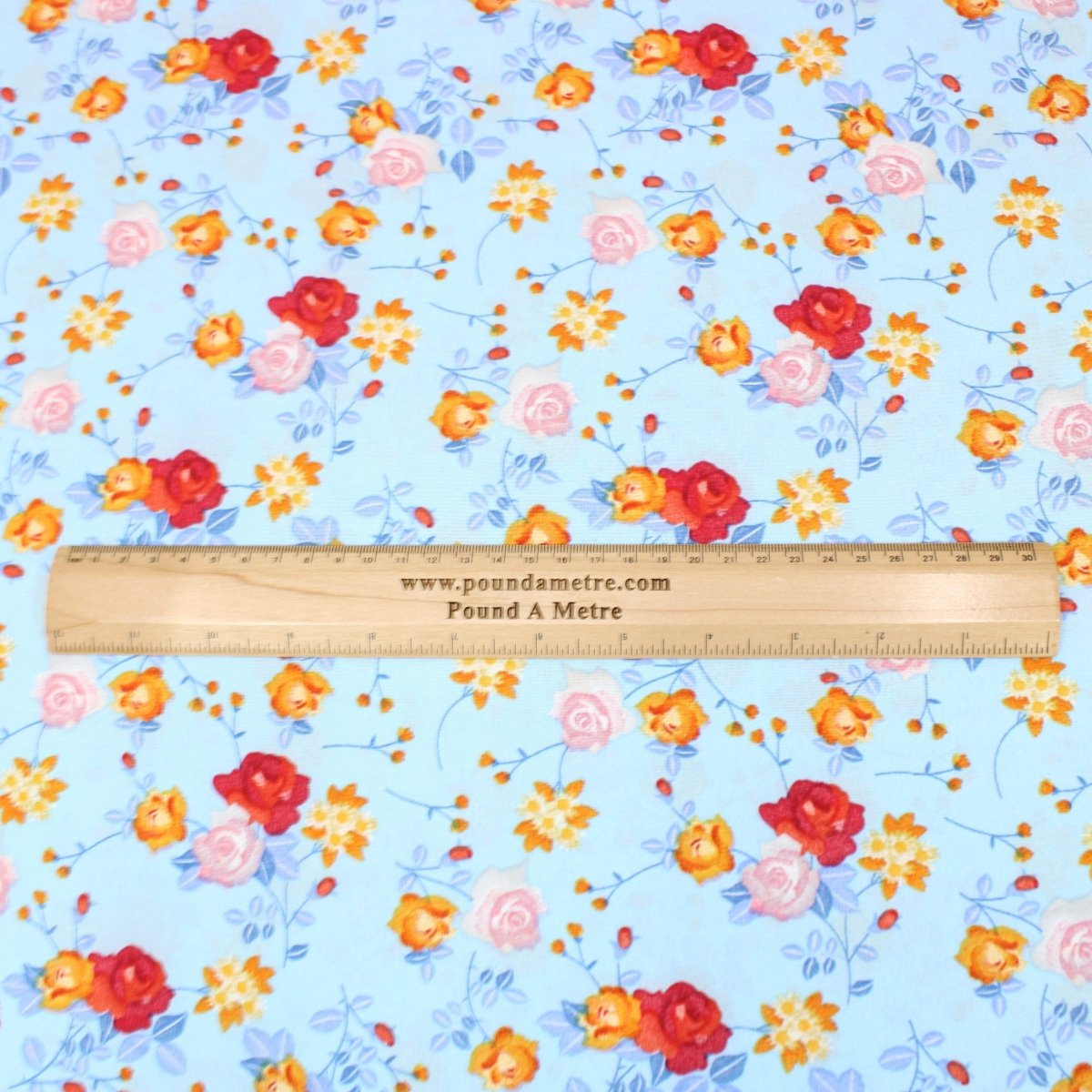 3 Metre Natural Drape Soft-Touch Floral American Crepe 55" Wide - Light Blue - Pound A Metre