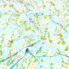 3 Metre Natural Drape Soft-Touch Floral American Crepe 55" Wide - Light Blue - Pound A Metre