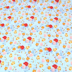 3 Metre Natural Drape Soft-Touch Floral American Crepe 55" Wide - Light Blue - Pound A Metre