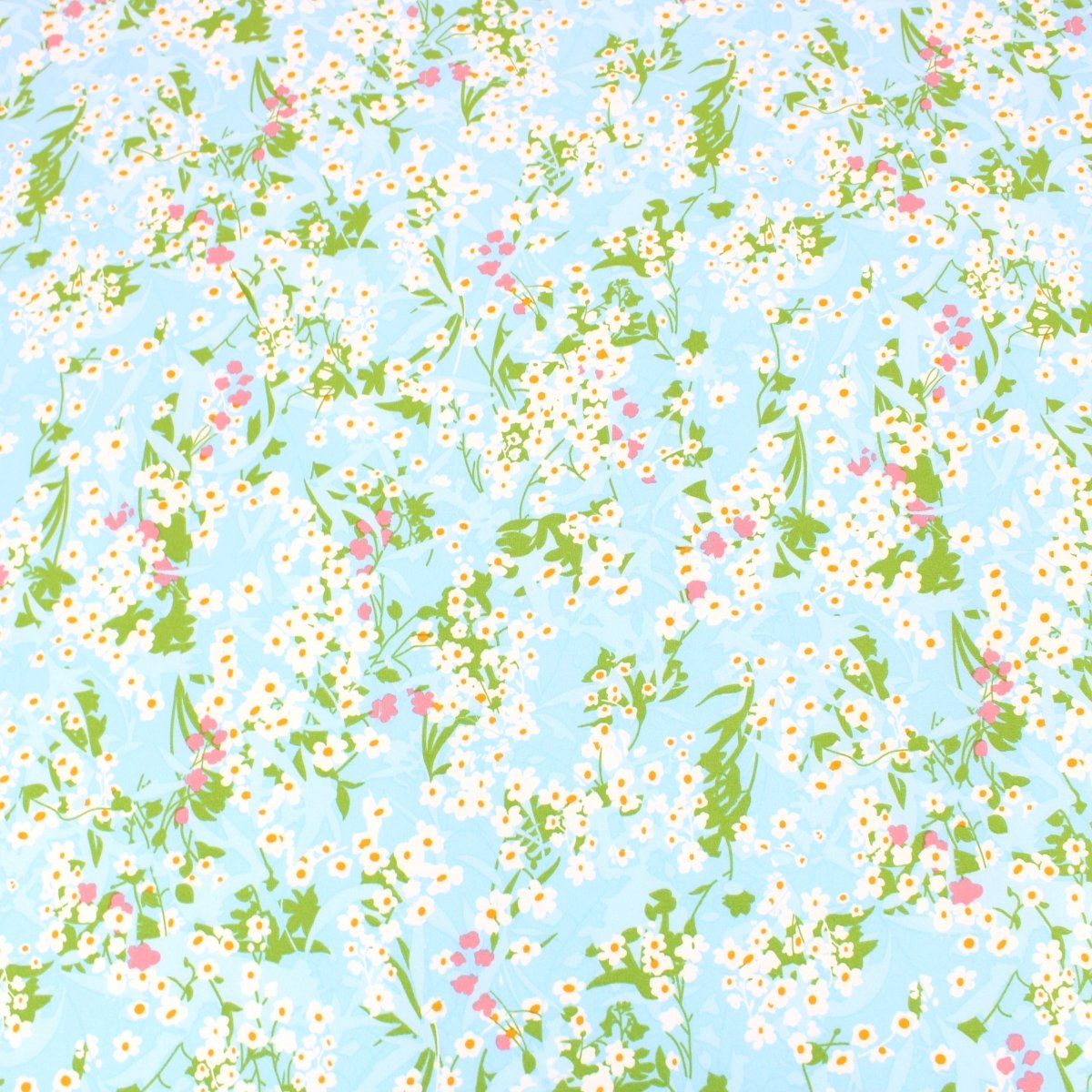 3 Metre Natural Drape Soft-Touch Floral American Crepe 55" Wide - Light Blue - Pound A Metre