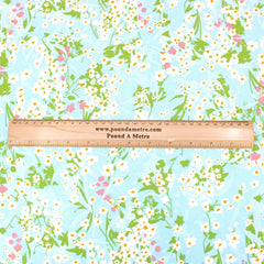 3 Metre Natural Drape Soft-Touch Floral American Crepe 55" Wide - Light Blue - Pound A Metre