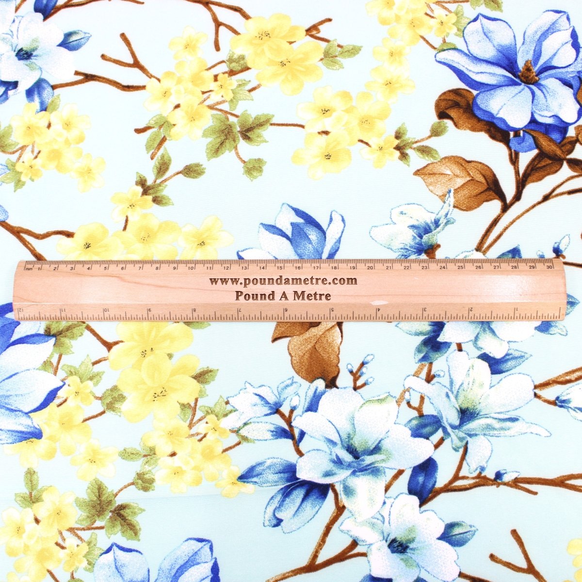 3 Metre Natural Drape Soft-Touch Floral American Crepe 55" Wide - Pale Turquoise - Pound A Metre