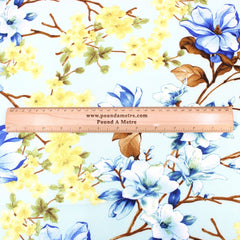 3 Metre Natural Drape Soft-Touch Floral American Crepe 55" Wide - Pale Turquoise - Pound A Metre