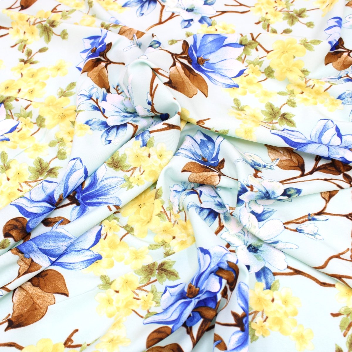 3 Metre Natural Drape Soft-Touch Floral American Crepe 55" Wide - Pale Turquoise - Pound A Metre