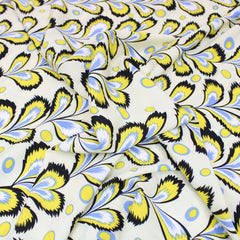 3 Metre Natural Drape Soft-Touch Floral American Crepe 55" Wide - Pale Yellow - Pound A Metre