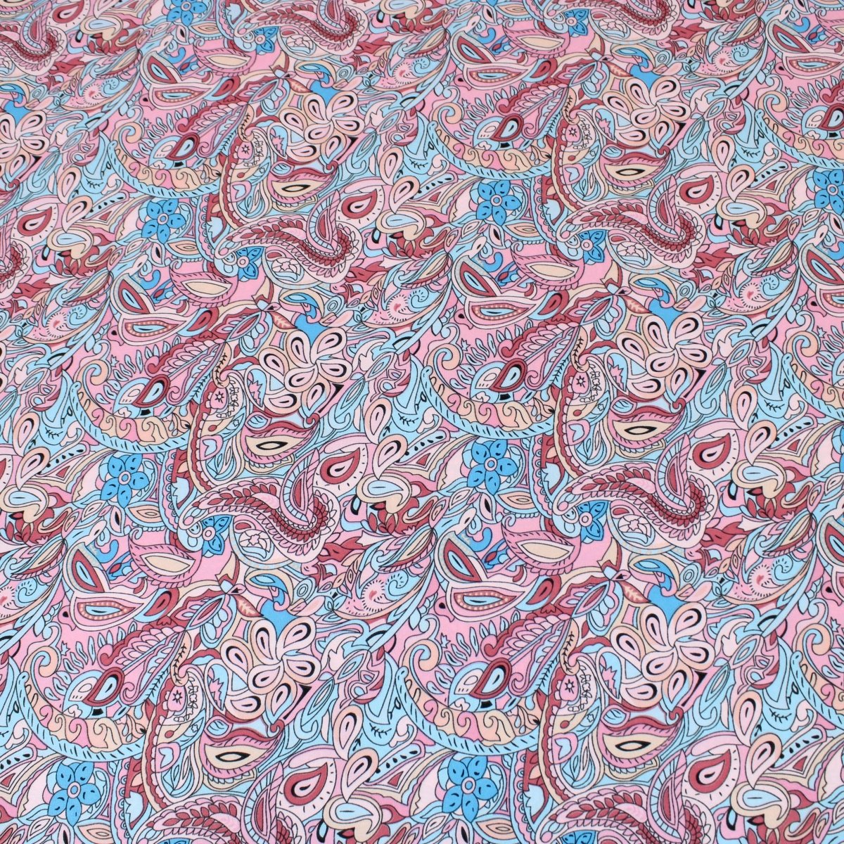3 Metre Natural Drape Soft-Touch Floral American Crepe 55" Wide- Pink & Blue - Pound A Metre