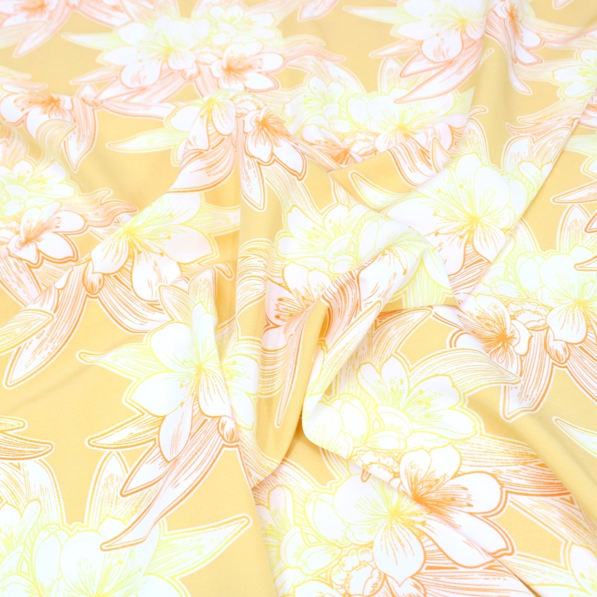 3 Metre Natural Drape Soft-Touch Floral American Crepe 55" Wide - Summer Orange - Pound A Metre