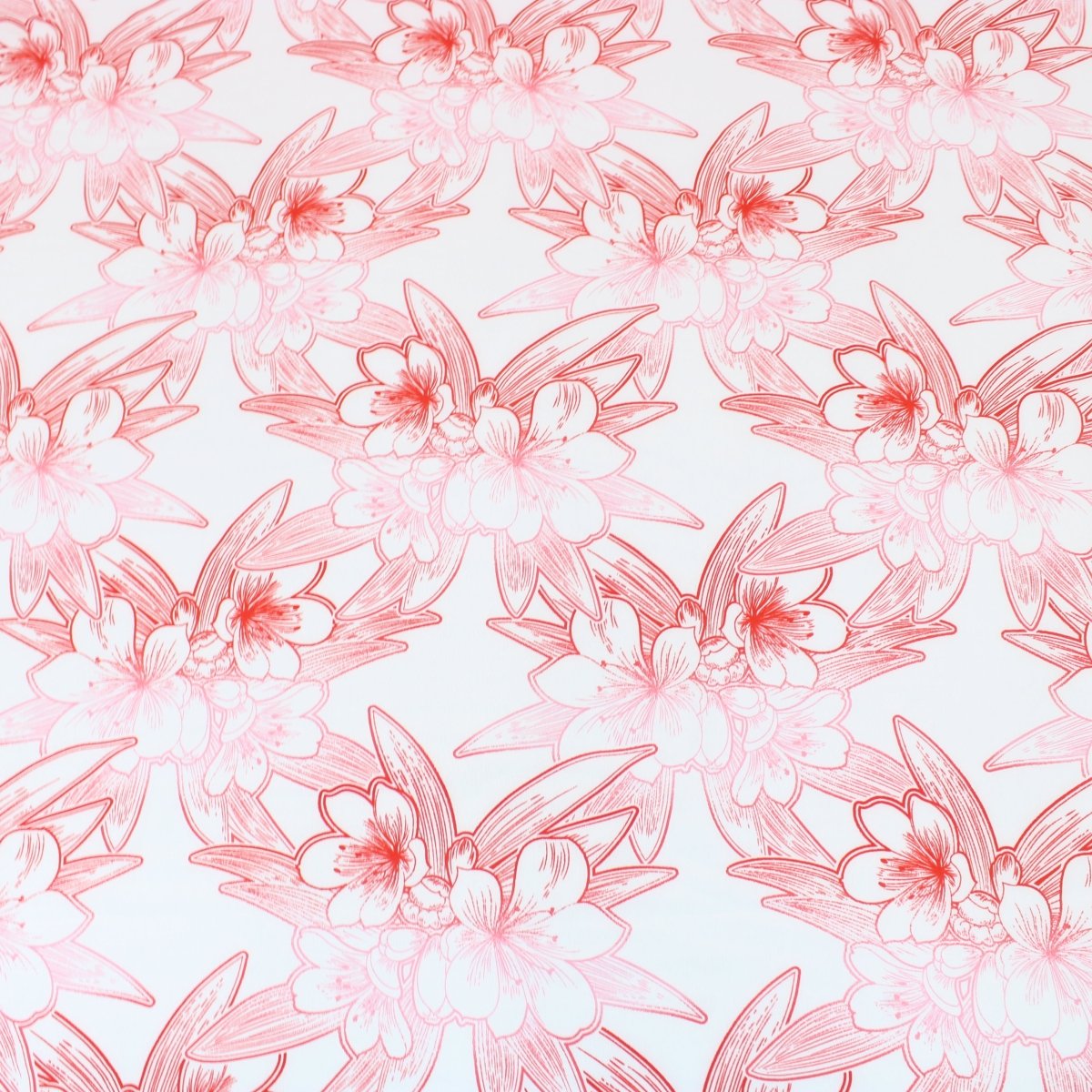 3 Metre Natural Drape Soft-Touch Floral American Crepe 55" Wide- White & Pink - Pound A Metre