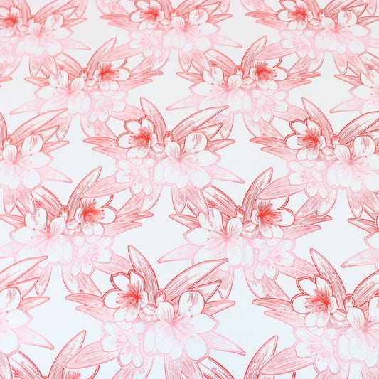 3 Metre Natural Drape Soft-Touch Floral American Crepe 55" Wide- White & Pink - Pound A Metre