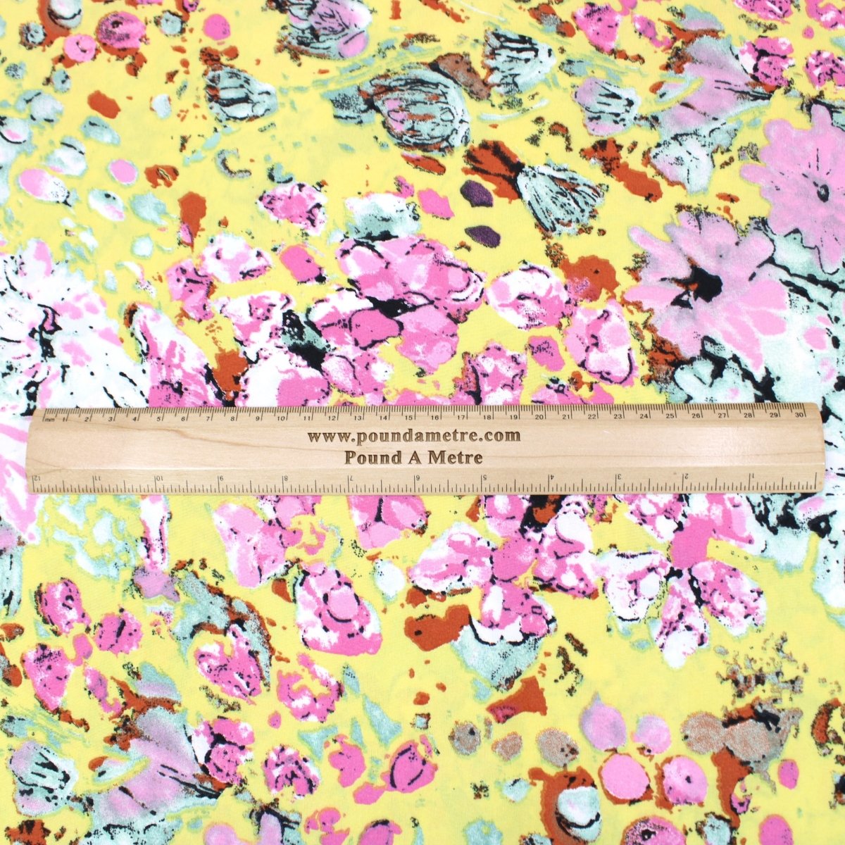 3 Metre Natural Drape Soft-Touch Floral American Crepe 55" Wide - Yellow - Pound A Metre