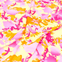 3 Metre Natural Drape Soft-Touch Floral American Crepe 55" Wide- Yellow & Orange - Pound A Metre