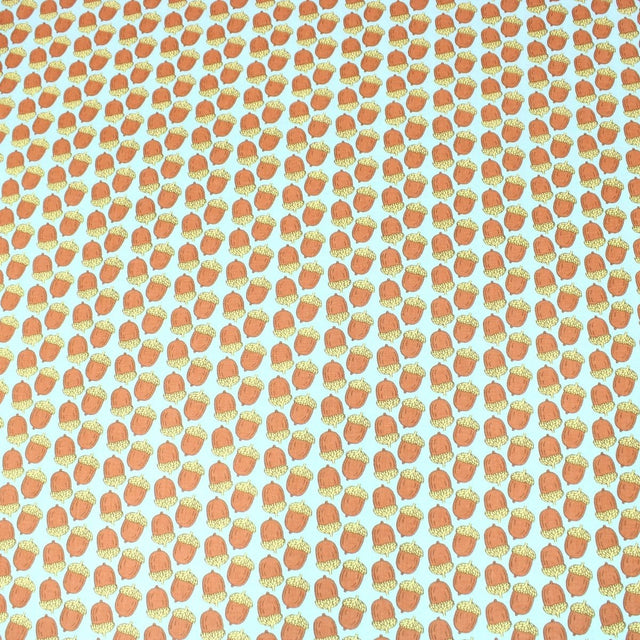 Pound A Metre Full Metre 3 Metre Premium 100% Digital Quilting Cotton - Acorn - 44" Wide Light Turquoise