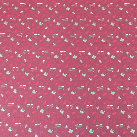 3 Metre Premium 100% Digital Quilting Cotton - Festive - 44" Wide Dark Red - Pound A Metre