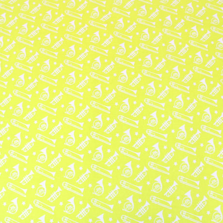3 Metre Premium 100% Digital Quilting Cotton - Trumpet - 44" Wide Lime Yellow - Pound A Metre