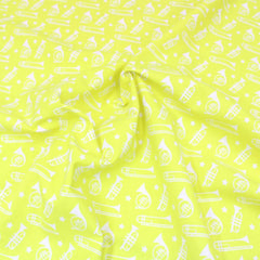 3 Metre Premium 100% Digital Quilting Cotton - Trumpet - 44" Wide Lime Yellow - Pound A Metre