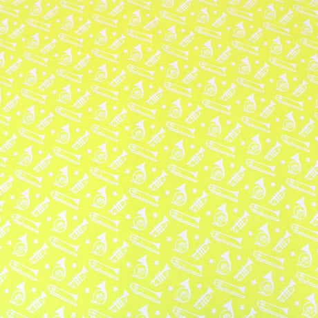 Pound A Metre 3 Metre 3 Metre Premium 100% Digital Quilting Cotton - Trumpet  - 44" Wide Lime Yellow