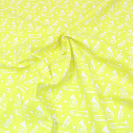 Pound A Metre 3 Metre 3 Metre Premium 100% Digital Quilting Cotton - Trumpet  - 44" Wide Lime Yellow