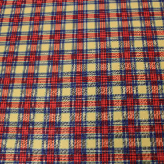 3 Metre Premium Cotton Feel Chequered Jersey - 55" Mustard & Red - Pound A Metre