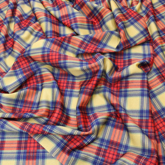 3 Metre Premium Cotton Feel Chequered Jersey - 55" Mustard & Red - Pound A Metre