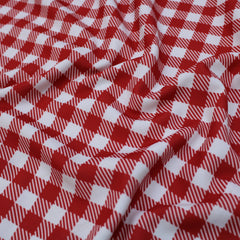 3 Metre Premium Quality Smooth Tartan Printed Scuba - 55" Wide Red & White - Pound A Metre