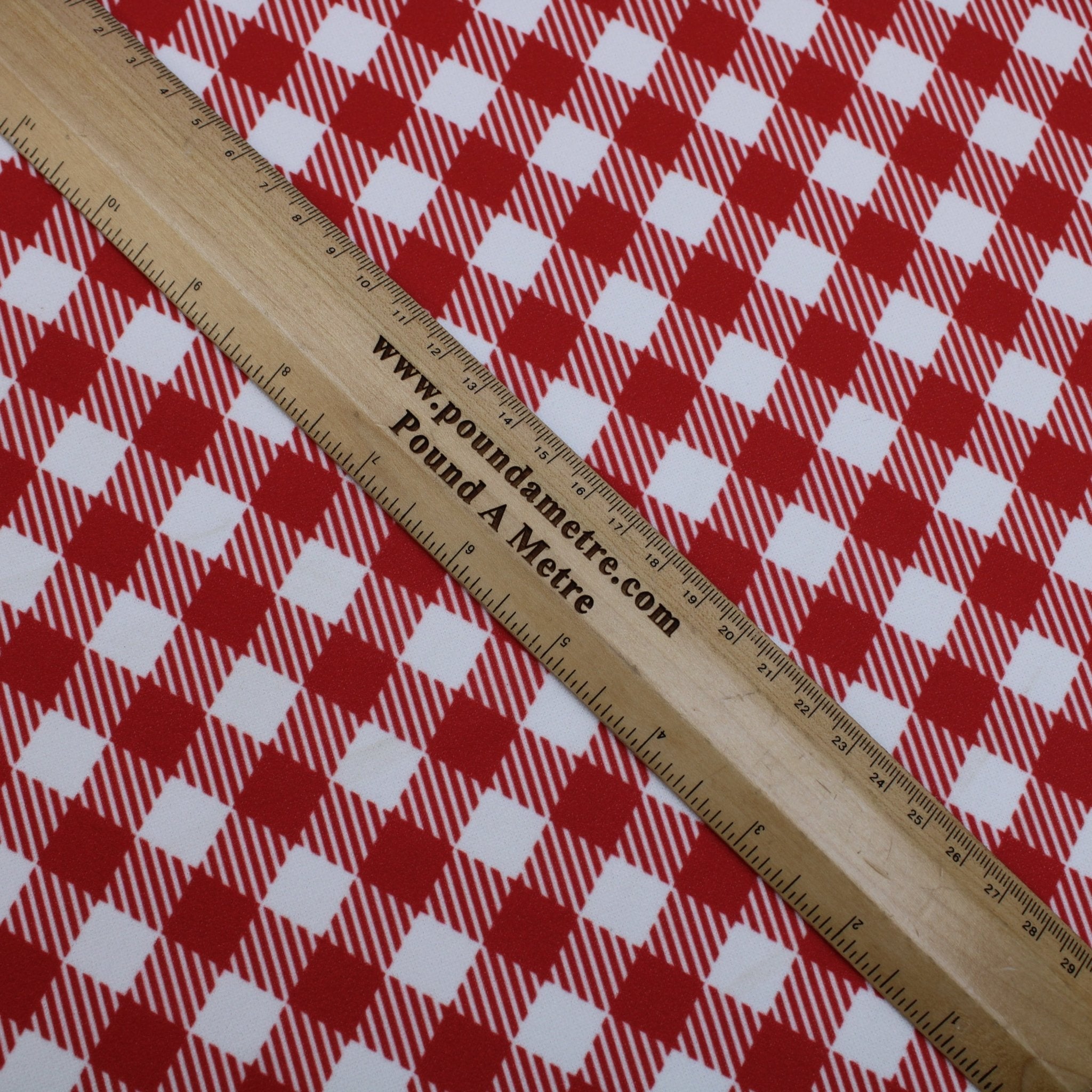 3 Metre Premium Quality Smooth Tartan Printed Scuba - 55" Wide Red & White - Pound A Metre