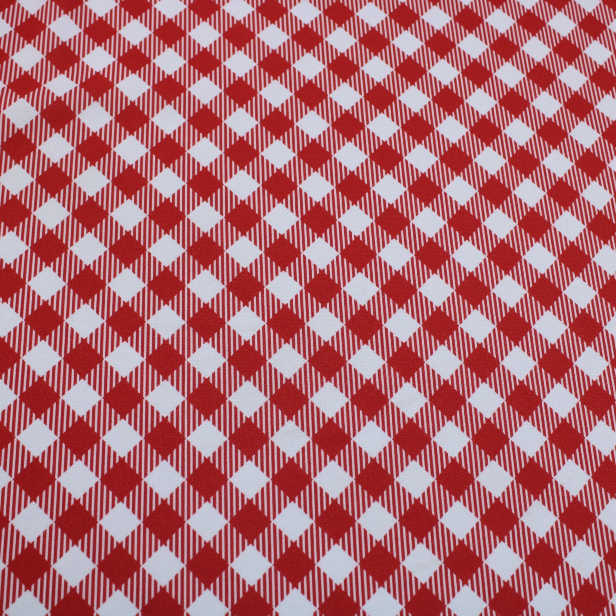 3 Metre Premium Quality Smooth Tartan Printed Scuba - 55" Wide Red & White - Pound A Metre