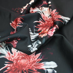 3 Metre Premium Quality Super Soft Floral Bordered Scuba 55" Wide Black - Pound A Metre