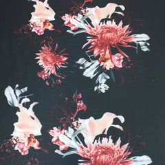 3 Metre Premium Quality Super Soft Floral Bordered Scuba 55" Wide Black - Pound A Metre