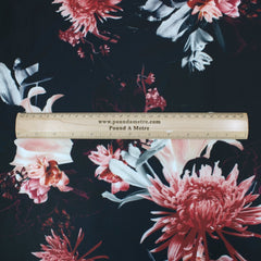 3 Metre Premium Quality Super Soft Floral Bordered Scuba 55" Wide Black - Pound A Metre