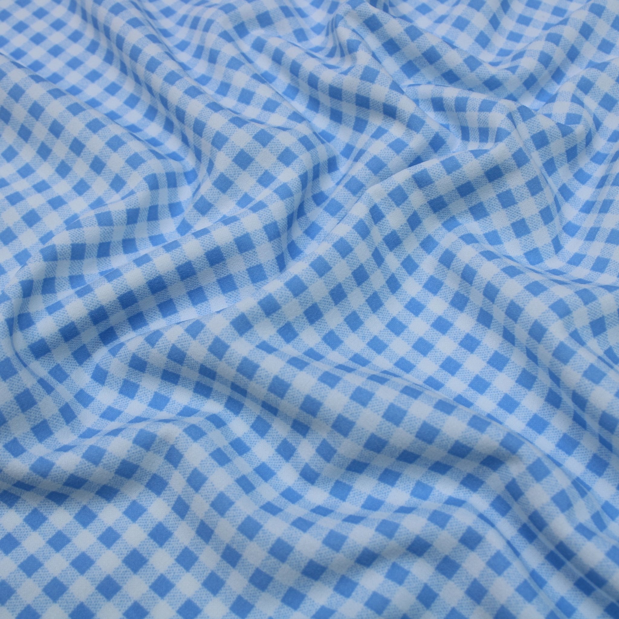 3 Metre Premium Quality Textured Tartan Printed Scuba - 55" Wide Baby Blue & White - Pound A Metre
