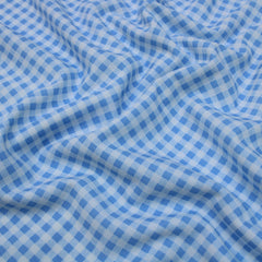 3 Metre Premium Quality Textured Tartan Printed Scuba - 55" Wide Baby Blue & White - Pound A Metre