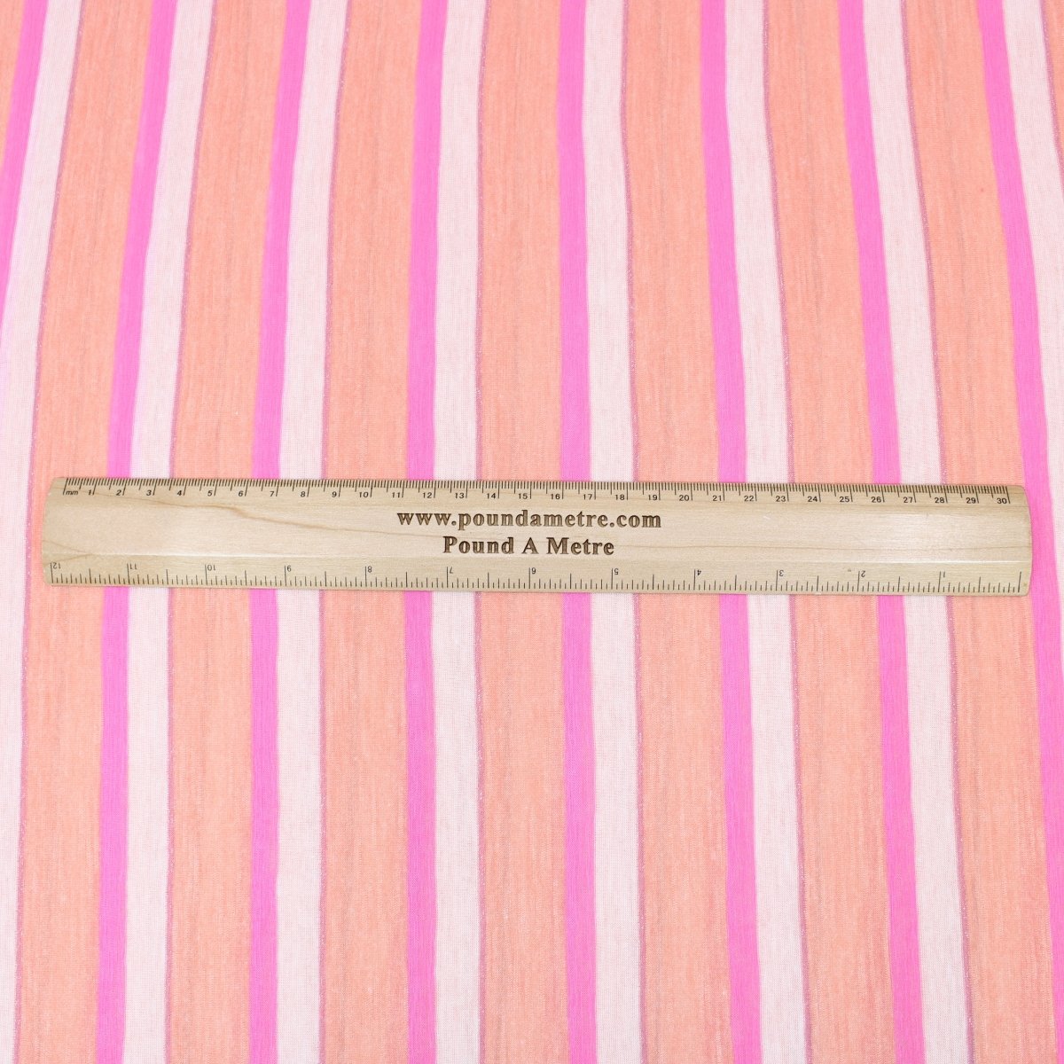 3 Metre Premium Soft Bamboo Effect Striped Jersey - 55" Wide Pink & Orange - Pound A Metre