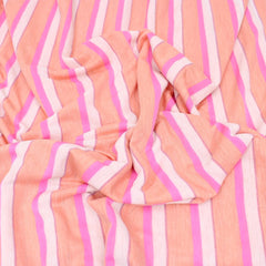 3 Metre Premium Soft Bamboo Effect Striped Jersey - 55" Wide Pink & Orange - Pound A Metre