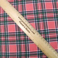 3 Metre Premium Tartan Cotton Feel Jersey - 55" Pink & Green - Pound A Metre