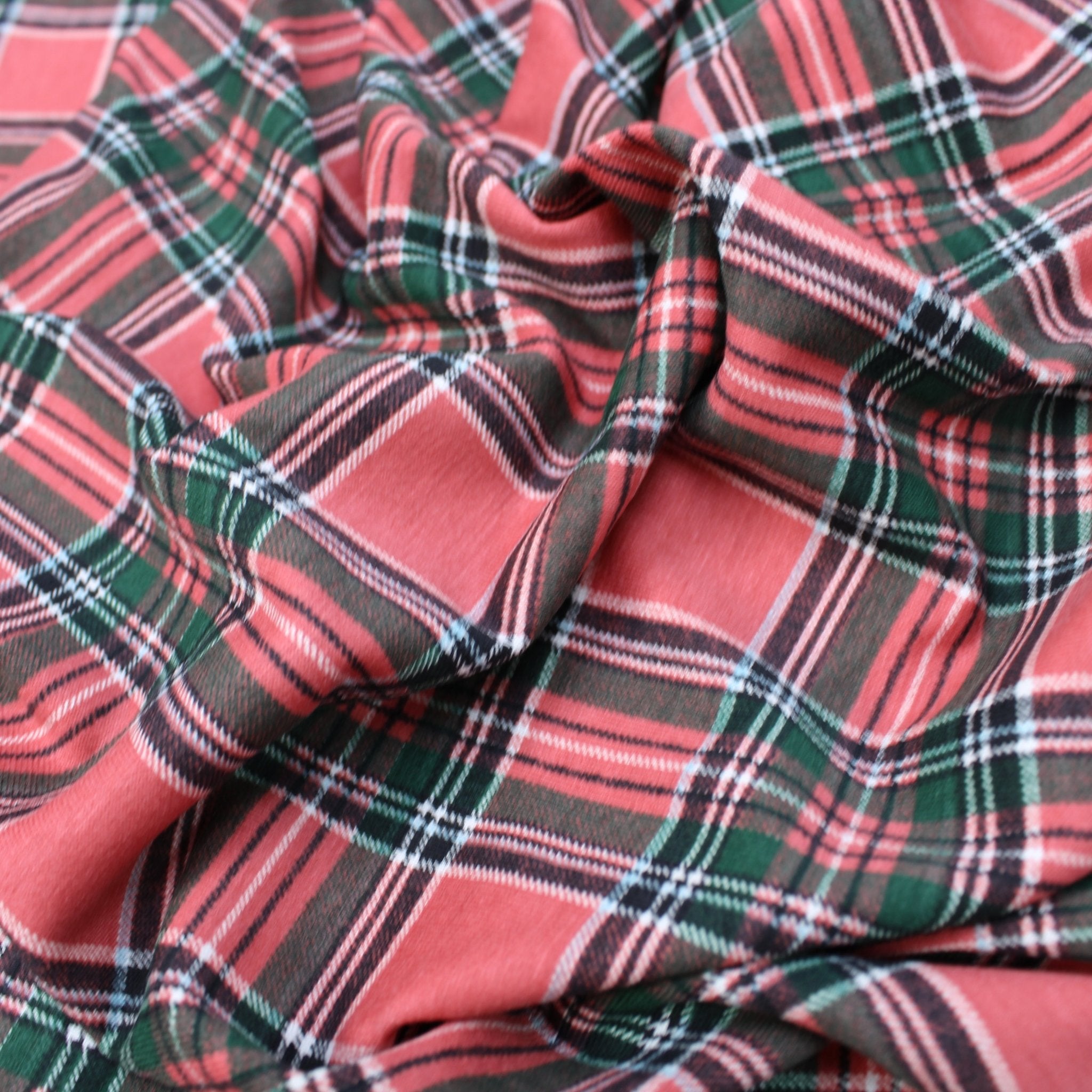 3 Metre Premium Tartan Cotton Feel Jersey - 55" Pink & Green - Pound A Metre